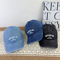 Gorra de Béisbol Vintage de Mezclilla Lavada con Bordado de Letras, Unisex, Nueva, Versátil, Estiliza el Rostro, Sombrero para el Sol de Otoño, a la Moda