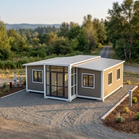 Maison conteneur préfabriquée pliable moderne, mini-maison extensible, espace de vie modulaire en acier et en bois