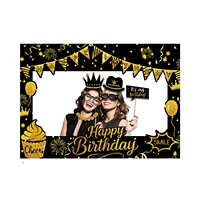 Schwarzgold-Pulver Themen-Geburtstagsparty-Dekoration DIY Lustige Fotoaufnahme Selfie-Papier-Fotorahmen Feiertagsfotografie-Requisiten
