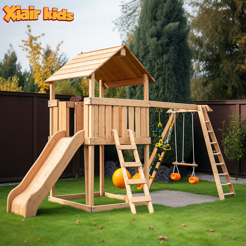 Xiair High Quality Wooden Customize Children Outdoor Playground Equipment Slide Kindergarten Outdoor Sports For Kids
