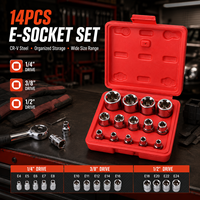 14pcs Set Kunci Kombinasi Torx 6-Bunga Tipe E Kelas Industri, Kunci Soket Krom Persegi Besar Sedang Kecil, Peralatan Perbaikan dan Perawatan