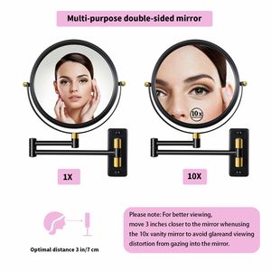 Miroir de maquillage mural Db de 8 pouces, grossissement 1X 10X, rond, double face, avec bras extensible - Product Image 4
