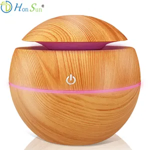 Brume fraîche ultrasonique de grain de bois pour maison, avec 7 couleurs led, appareil électrique lumineux, humidificateur silencieux, diffuseur d'arôme, ml