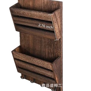 Wooden Entryway Key And Umbrella <b>Shelf</b> Double Layer Mail Storage Wall Mounted Organizer Living Room Decorative <b>Rack</b> - Product Image 5