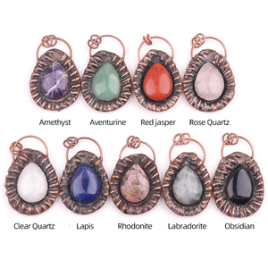 Colgante de Cristal en Forma de Lágrima con Envoltura de Cobre, Estilo Retro Espiritual, <span class=keywords><strong>Amuleto</strong></span> de Piedra Natural para Sanación y Uso en Altar - Product Image 6