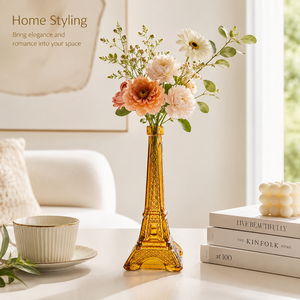 Vase à fleurs décoratif en verre ambré en forme de Tour Eiffel pour centres de table de mariage, fêtes sur le thème de <span class=keywords><strong>Paris</strong></span> et décoration de table à domicile - Product Image 1