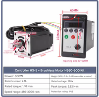 Ensemble moteur brushless haute tension 600W avec contrôleur de vitesse avant/arrière haute vitesse 3000 tr/min 220V