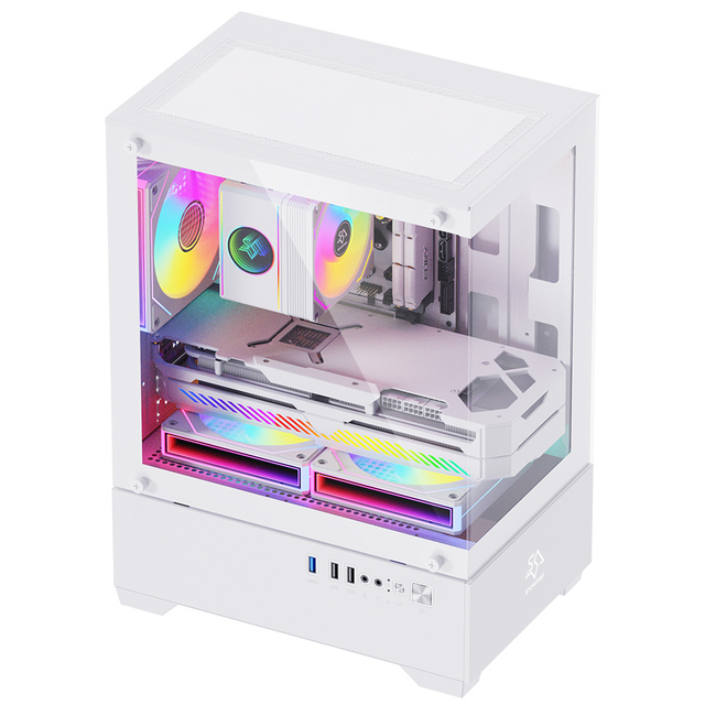 SNOWMAN Durable Mid Tower PC Case Sleek Minimalist MicroATX Design for Gaming and Professional Builds Made of Aluminum Alloy