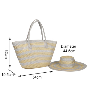 Chapeaux de plage en raphia pour femmes, sac tissé à la main en paille tropicale brillante avec fil d'or - Product Image 2