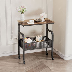 <b>Storage</b> <b>Cart</b> Multi Layer Movable With Wooden Top For Living Room Bedroom Easy Cleaning PP Material 20-35L Capacity - Product Image 4