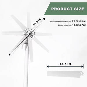 เครื่องกำเนิดไฟฟ้ากังหันลมแนวนอน 1500W 12V 24V 48V ระบบพลังงานทดแทน - Product Image 2