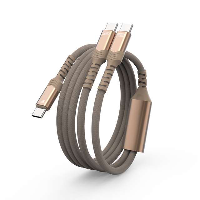 High Speed 2 in 1 140W USB C to Dual Type C Fast Charging Data Cable for Phone Pad Laptop