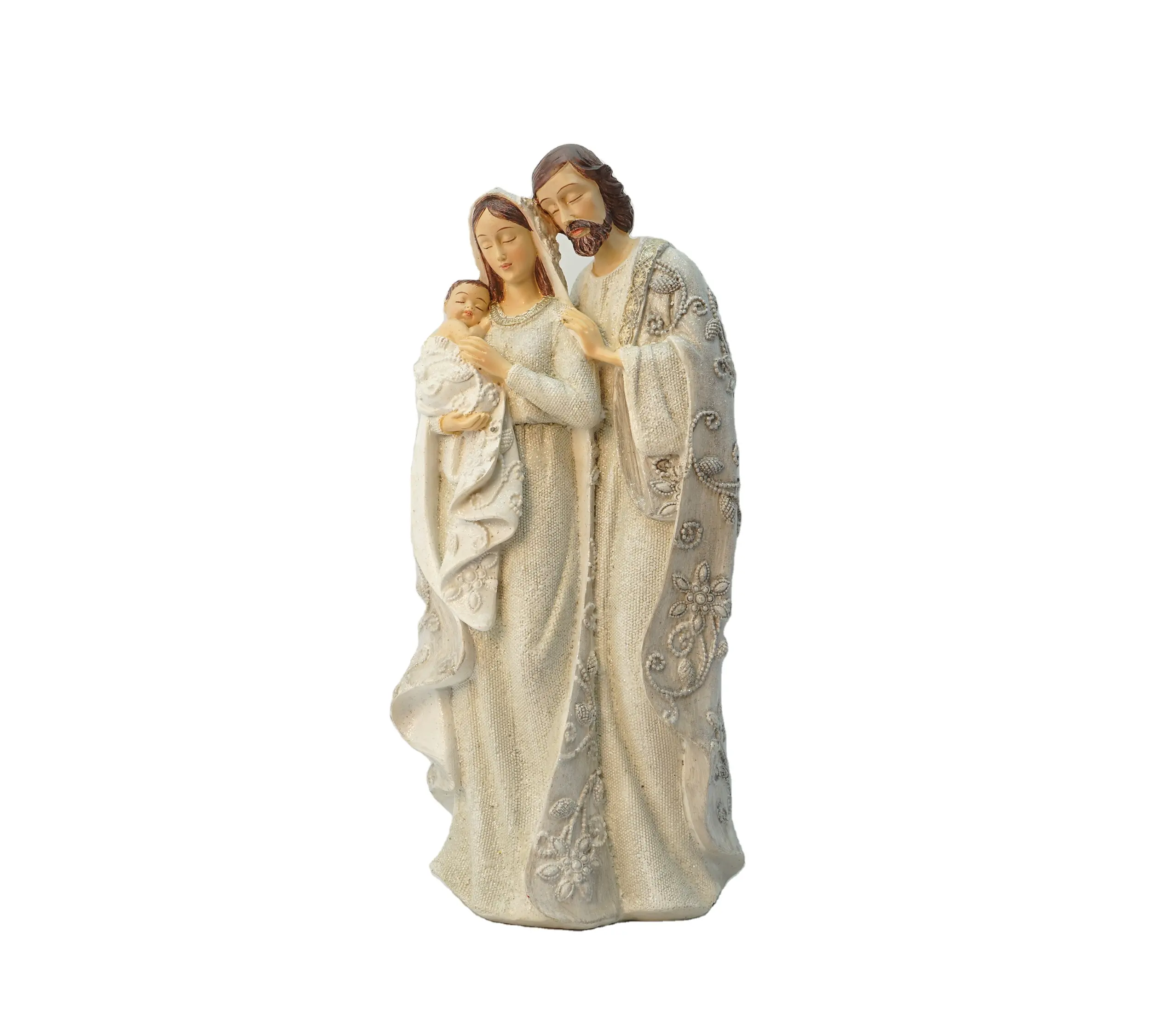 Estátua branca personalizada graça superior, em miniatura natividade família holy conjunto de resina