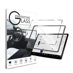 9H sertlik patlamaya dayanıklı Anti-Scratch merkezi kontrol araba Gps navigasyon 15 "Tesla modeli 3 için temperli cam ekran koruyucu