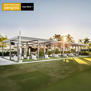 Grande pergola en aluminium sur mesure avec toit à lames bioclimatiques motorisé pour espace événementiel ou café - Product Image 2