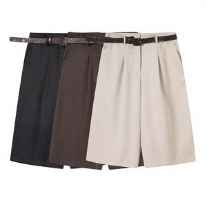 Shorts Casuales de Mujer para Primavera 2026, Nueva Moda, Color Sólido, Transpirables, Tejidos, con Botones, Cintura Alta y Cierre - Product Image 3