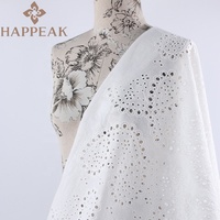 Tissu en coton brodé HAPPEAK pour robes de mariée, broderie élégante à œillets, respirant et tissé pour filles, faible MOQ