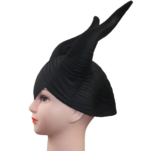 หน้ากากคอสเพลย์แม่มดมาเลฟิเซนต์พร้อมเขาและหมวก  แบบเต็มหน้า สำหรับงานคริสต์มาส ฮาโลวีน ปาร์ตี้  ราชินีดำ ทำจากยางลาเท็กซ์ - Product Image 4