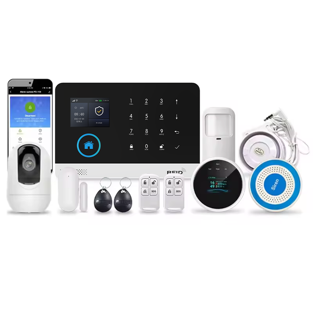 WiFi+GSM2G/4G Smart Home Security Alarm System Host, RFID Keypad, Tuya APP Control, Anti-Theft Burglar Alarm with Camera Linkage
