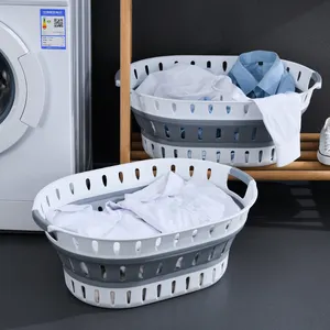 Large capacity stylish design bathroom laundry room dirty clothes storage plastic foldable multi-layer laundry hamper