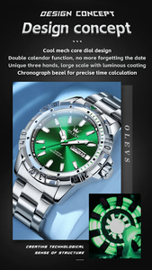 Petit Prix <span class=keywords><strong>Montre</strong></span> <span class=keywords><strong>Homme</strong></span> Grande Marque Luxe Tendance Verte 5560 <span class=keywords><strong>Montre</strong></span>-Bracelet à Quartz en Acier Inoxydable - Product Image 4