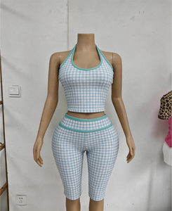 Conjunto <span class=keywords><strong>de</strong></span> Dos Piezas <span class=keywords><strong>de</strong></span> Top Halter con Estampado <span class=keywords><strong>de</strong></span> Lunares y Pantalones Capri en Algodón y Elastano <span class=keywords><strong>para</strong></span> Uso <span class=keywords><strong>Casual</strong></span> <span class=keywords><strong>de</strong></span> Verano con Logotipo Personalizado - Product Image 5