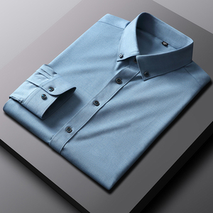 Diseño clásico ODM y OEM Manga larga Botón Abajo Tela suave Camisas De Vestir Para Hombres Color sólido Hombre Camisa De negocios - Product Image 5