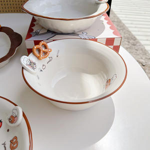 Bonitas placas redondas de cerámica pintadas con bajo vidriado de estilo de dibujos animados, diseño '<span class=keywords><strong>Tom</strong></span> y <span class=keywords><strong>Jerry</strong></span>' para uso doméstico en fiestas para regalar - Product Image 3