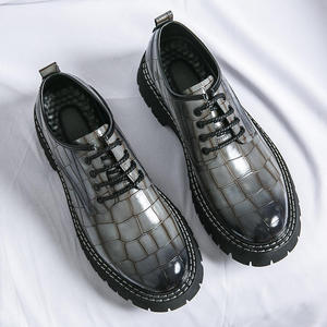 2026 New Style Men's Closed Toe Slip-On Leather Dress <b>Shoes</b> & Oxfords Check Pattern Office & Career Customized Wholesale - Product Image 3