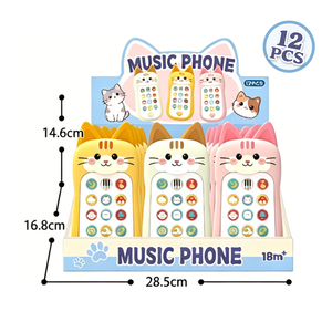 Jouet musical pour bébé en forme de chat mignon, téléphone portable éducatif précoce, jouet sensoriel pour nourrissons, tout-petits et enfants - Product Image 5