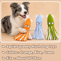 Jouets en peluche pour chien Squeaky Squid sans rembourrage, jouet interactif à mâcher pour chiot avec papier froissé