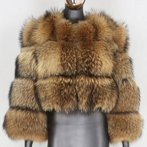 3022 luxe hiver femmes fausse fourrure de lapin manteau grande taille noir marron raton laveur veste courte <span class=keywords><strong>Trench</strong></span> vêtements d'extérieur manteau d'hiver - Product Image 4