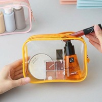 Sac de maquillage transparent en PVC de grande capacité, sac de rangement pour soins de la peau, sac de voyage pour cosmétiques avec fermeture éclair, logo personnalisé pour marque de beauté OEM ODM