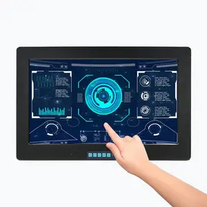 Monitor dinding LCD SVGA TFT 15.6 inci, monitor sentuh industri kapasitif IP65 tahan air panel depan desain konstruksi kasar