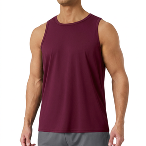 2026 Trending Men's Tank <b>Top</b> O-Neck Solid Color Knitted Tank <b>Top</b> Breathable Casual Fitness Wear <b>Maroon</b> Tank <b>Top</b> - Product Image 1