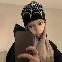 قبعة محبوكة قابلة للتخصيص بتصميم Y2K مع نقش شبكة العنكبوت للرياضات الخارجية، قبعة أنيقة للجنسين مطبوعة بنقش شبكة العنكبوت