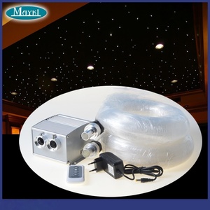 Kit de Lumières Fibre Optique pour Plafond Étoilé avec Télécommande, Kit Moteur Lumineux Fibre Optique RGBW 10W à Double Port pour Voiture/Maison Effet Ciel Étoilé - Product Image 1