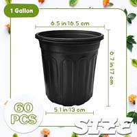OJYUDD 60 Pack 1 Galon Pot Plastik Lembut Tebal Ringan dengan Desain Lubang untuk Menyemai Bibit Bunga