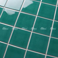 Carreaux de piscine carrés vert givré de 4 pouces, grande taille, effet craquelé, pour piscine, mosaïque 10x10, de la marque Bluwhale Factory Turquoise