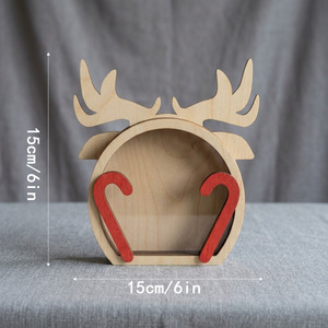 Santa Hat & Reindeer Shaped Wooden Piggy Bank Art Craft Laser Cut <b>Box</b> with Clear Window for Christmas Keepsake Gift - Product Image 4