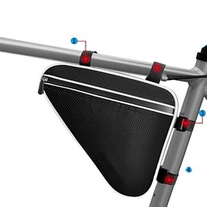 Sac de rangement pour vélo BSCI, imperméable, triangulaire, pour VTT et vélo de route, grande capacité et poche en filet pour accessoires - Product Image 4