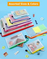 Organisateur de papeterie portable en PVC imperméable BGZD, pochette de documents en maille PP avec fermeture éclair, format A4, transparente, personnalisable