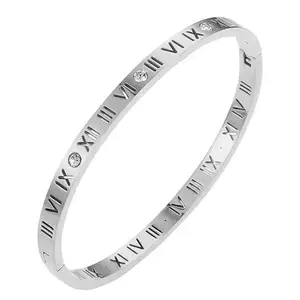 Wholesale Of Stainless Steel Roman Numeral Light Luxury And Versatile Niche Diamond Inlaid Bracelets