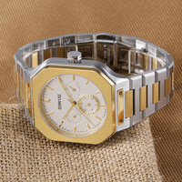 Montre de luxe pour homme vintage en acier inoxydable noir avec bracelet en silicone de 18 mm, cristal saphir, mouvement SEIKO