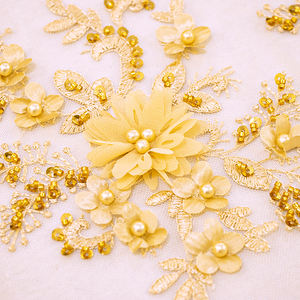 Di alta qualità 3d libero ricami modelli 100% poliestere abiti da sposa tradizionali in tessuto per abiti Quinceanera - Product Image 2