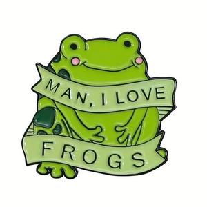 Insignia <span class=keywords><strong>de</strong></span> Metal personalizada del fabricante Animal Rana verde Broche inglés Letra Ranas Forma Beneficiosa Insecto Proteger Tierra Esmalte Pins - Product Image 1