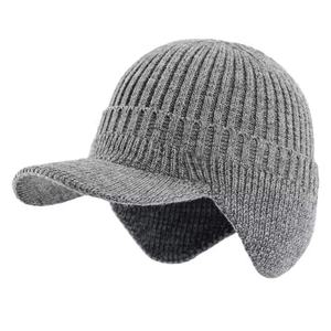 Hommes& # Chapeau d'hiver avec visière, bonnet de baseball avec visière, chapeau de <span class=keywords><strong>ski</strong></span>, chapeau de chasse chaud doublé de polaire avec oreilles, tricot unisexe pour adultes - Product Image 2