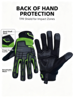 Gants de travail HAIYI respirants en maille avec protection en TPR, paume rembourrée robuste, fermeture à boucle, imperméables, pour usage industriel
