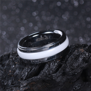 Phong cách cá nhân 8mm và <span class=keywords><strong>6mm</strong></span> vonfram vòng <span class=keywords><strong>Inlay</strong></span> gốm sứ cho đồ trang sức kỷ niệm đính hôn - Product Image 2