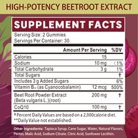 Gummies de Betterave avec CoQ10 et Vitamine B12 – Stimulant d'Oxyde Nitrique pour la Tension Artérielle et la Santé Cardiaque – Complément d'Extrait de Betterave